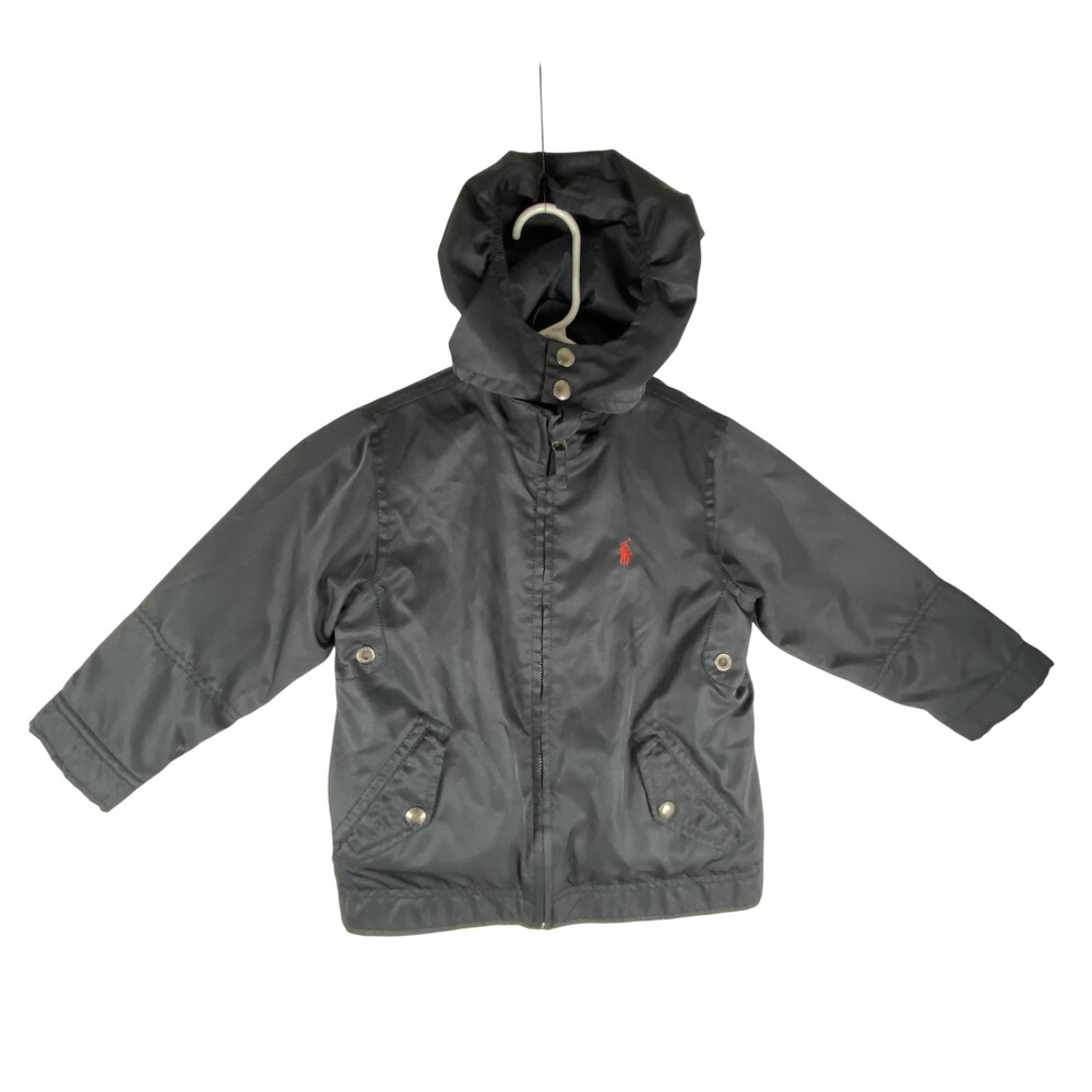 Polo Ralph Lauren Jacket Kids 4 Blue Fleece Lined Light Weight Hooded Red Pony